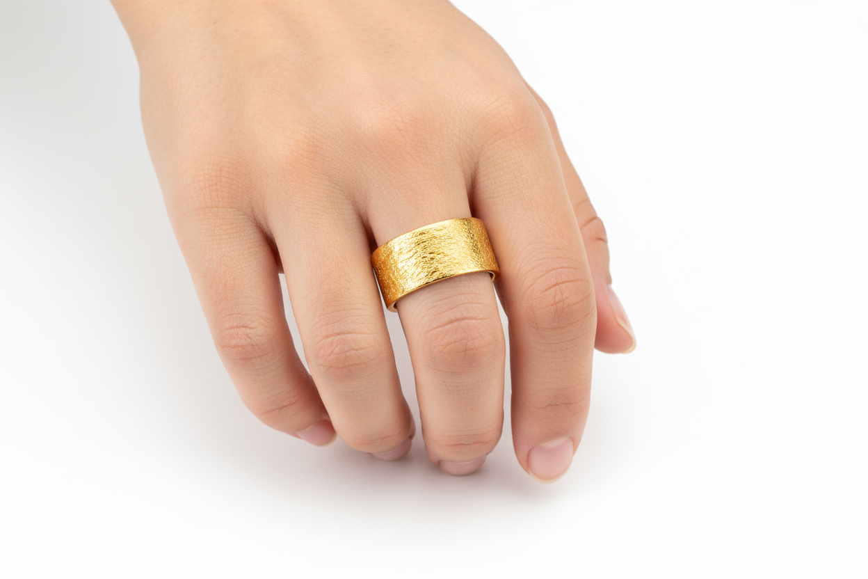Gold Etched Band Ring