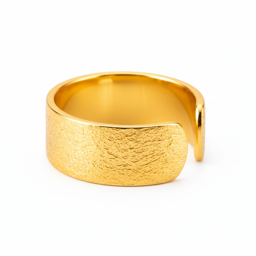 Gold Etched Band Ring