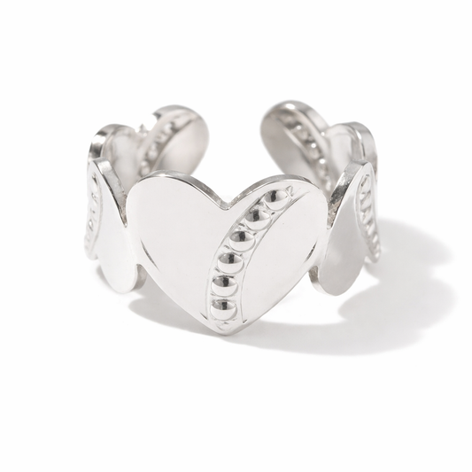 Silver Engraved Heart Ring