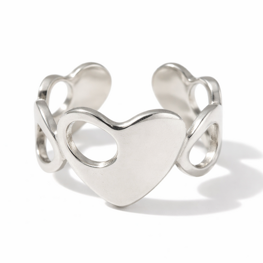 Silver Heart Outline Ring