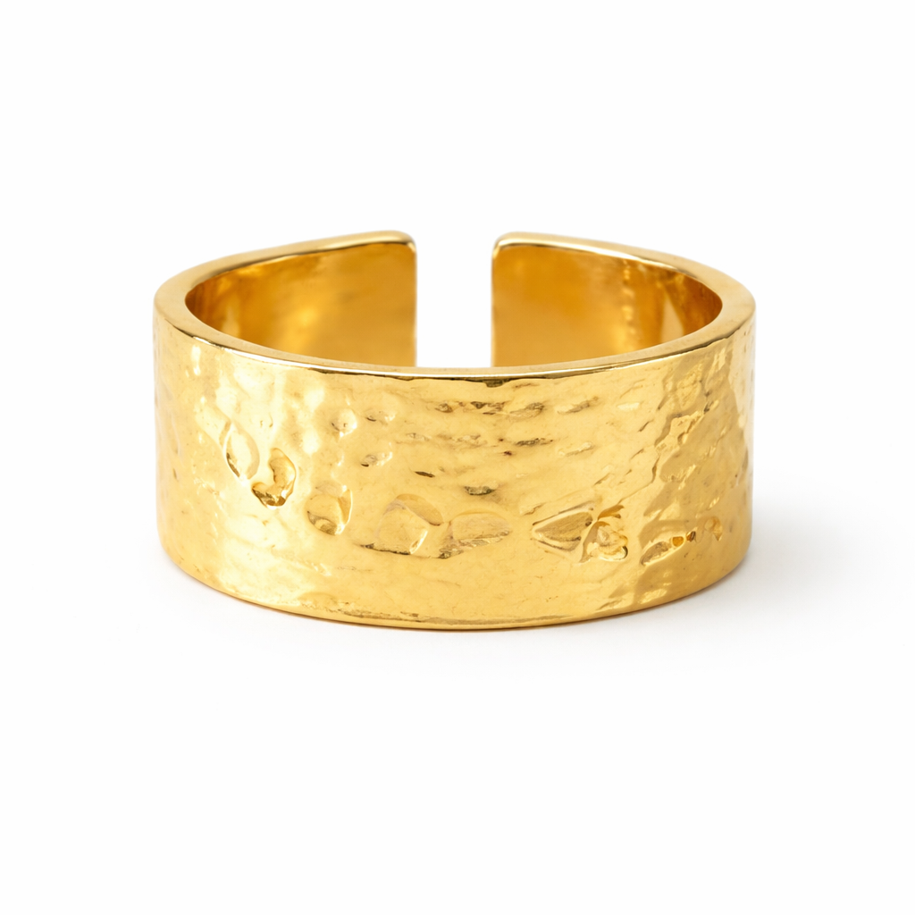 Gold Textured Crescent Ring