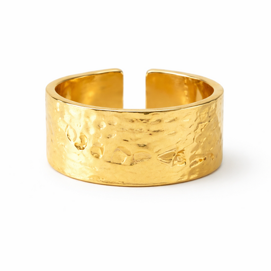 Gold Textured Crescent Ring