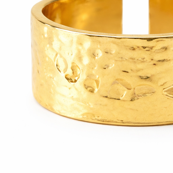 Gold Textured Crescent Ring