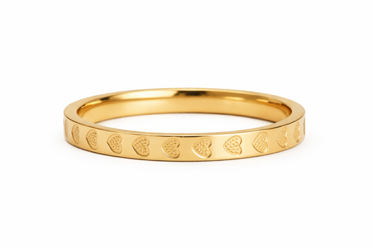 Gold Heart Pattern Band Ring