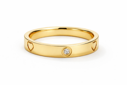 Gold Carved Heart Gold Ring