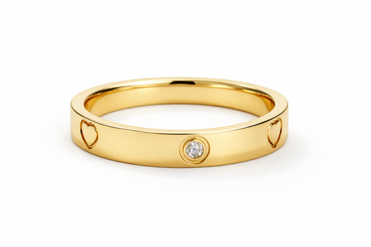 Gold Carved Heart Gold Ring