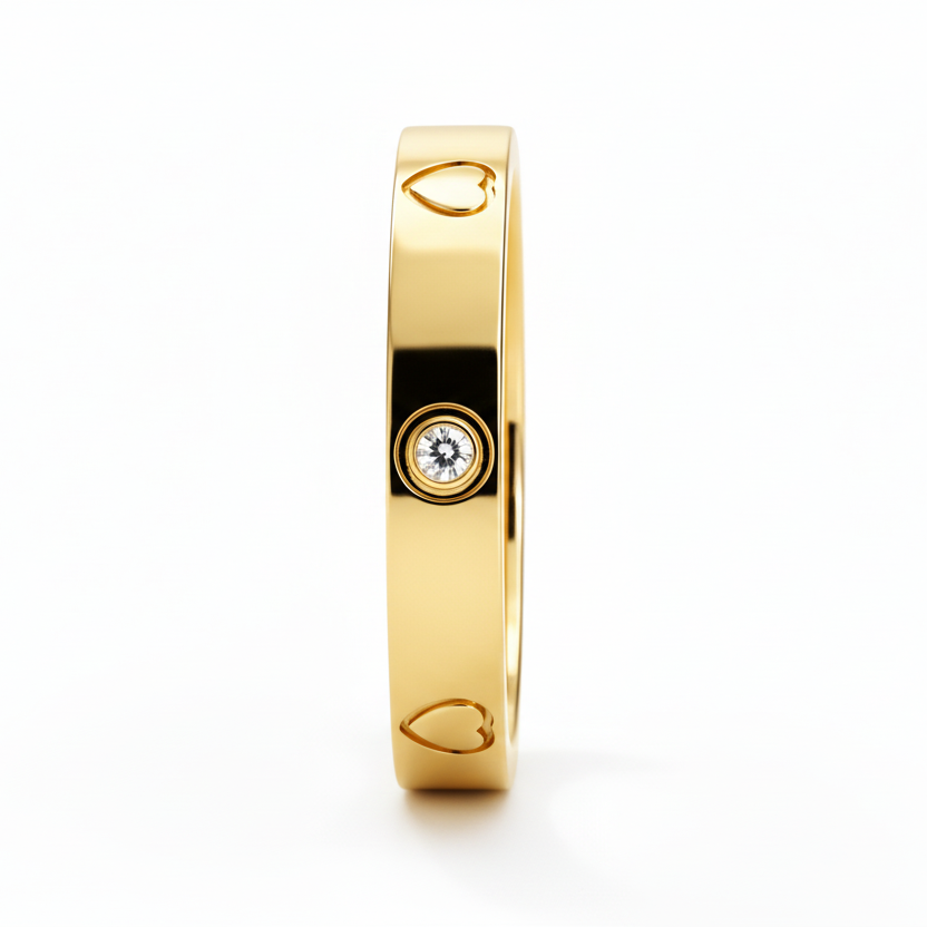 Gold Carved Heart Gold Ring