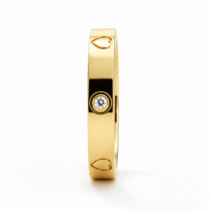 Gold Carved Heart Gold Ring
