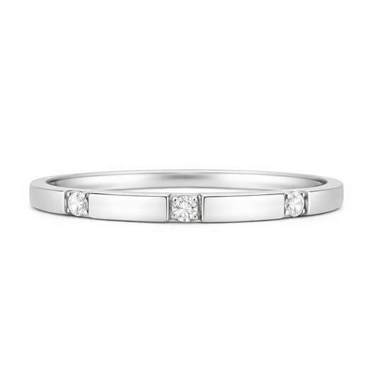 Triple Diamond Silver Ring