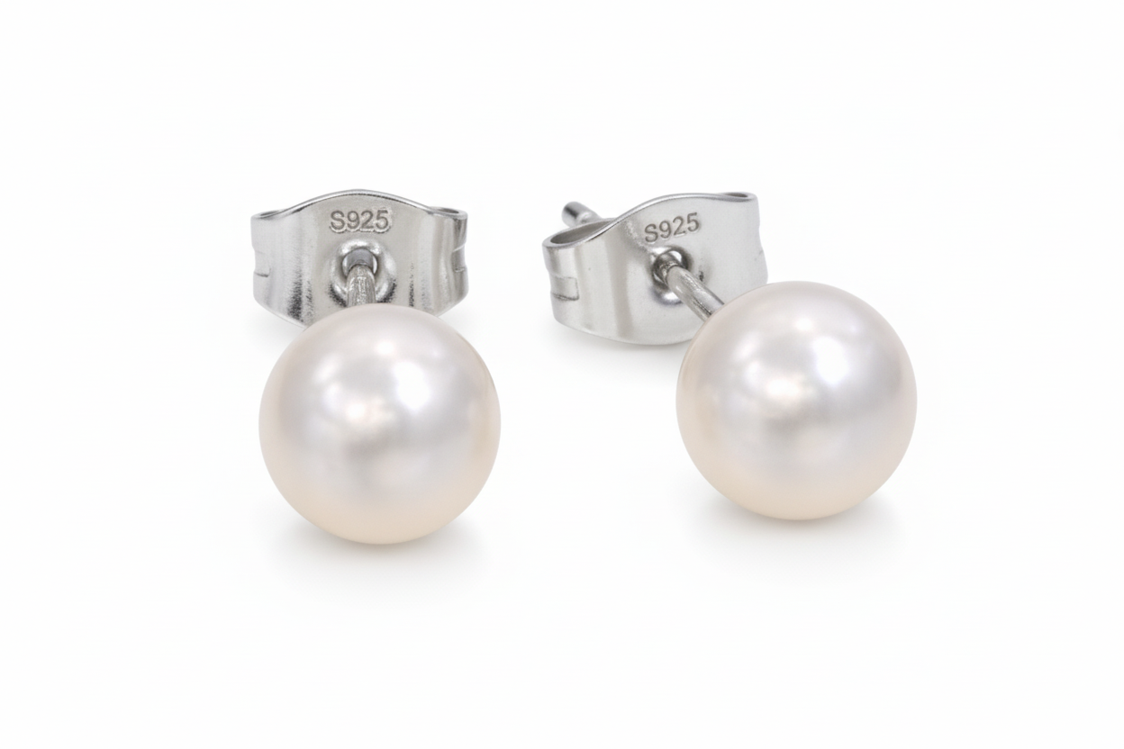 Sterling Silver Freshwater Pearl Stud Earrings