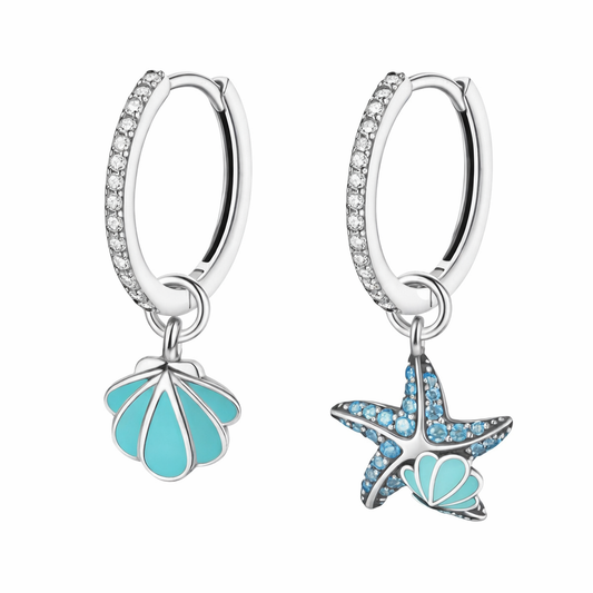 Silver Ocean Starfish & Shell Earrings