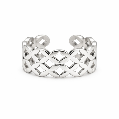 Silver Geometric Cutout Ring