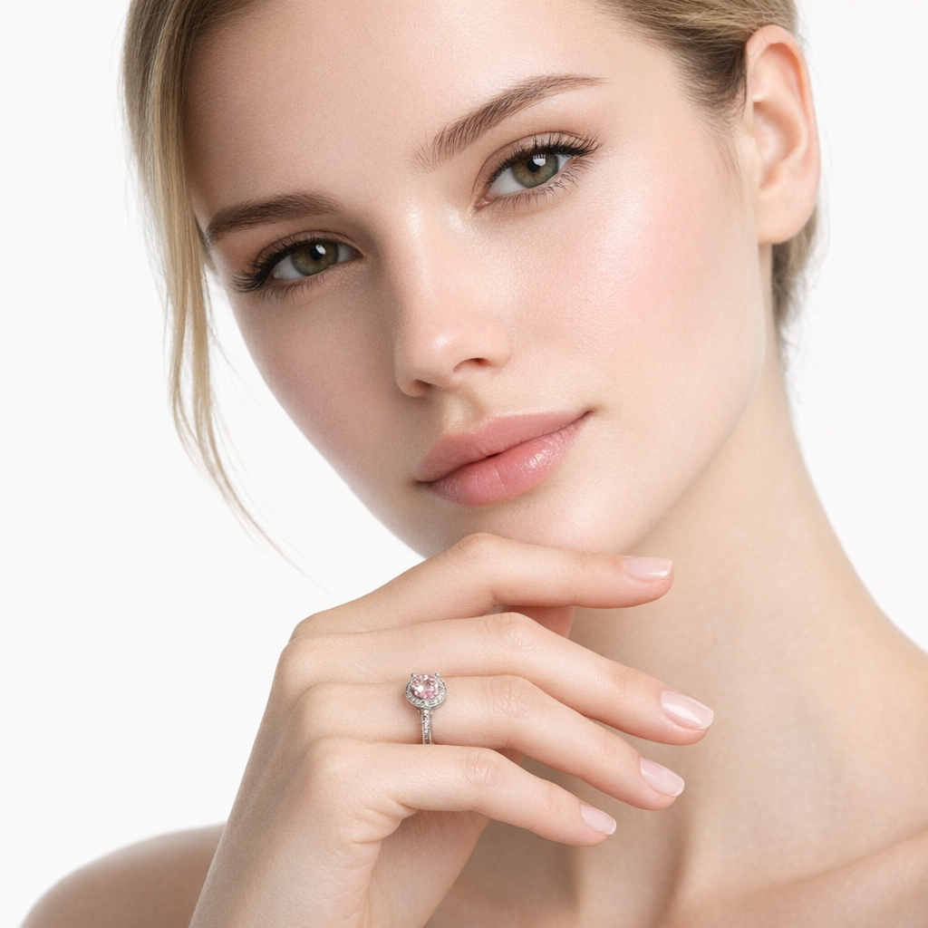 Pink Moissanite Band Ring
