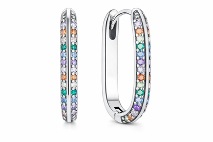 Silver Zirconia U-Shaped Hoop Earrings