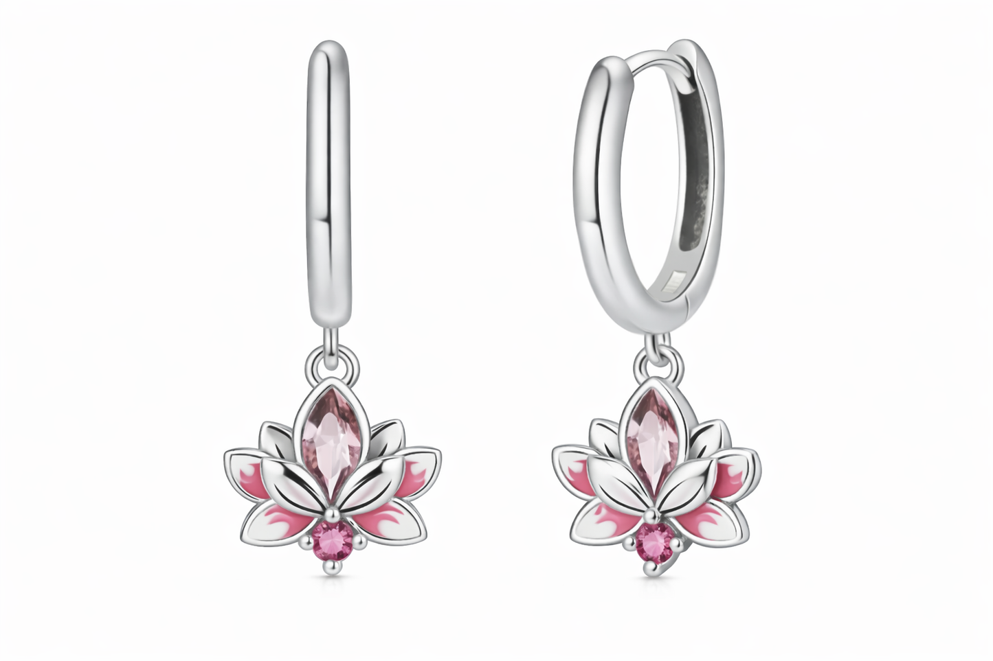 Silver Lotus Blossom Earrings