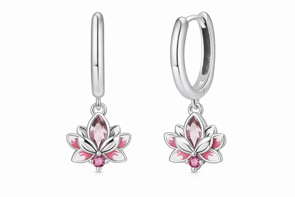 Silver Lotus Blossom Earrings