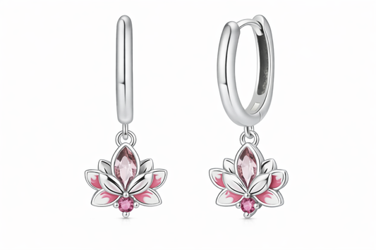 Silver Lotus Blossom Earrings
