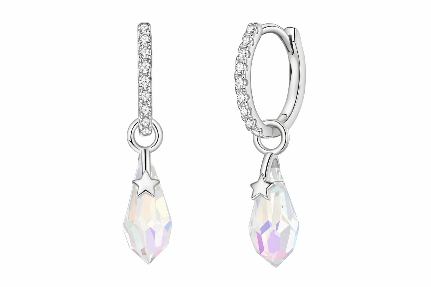 Silver Star Drop Earrings