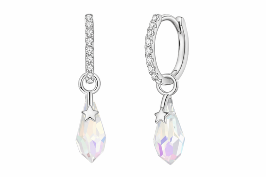 Silver Star Drop Earrings