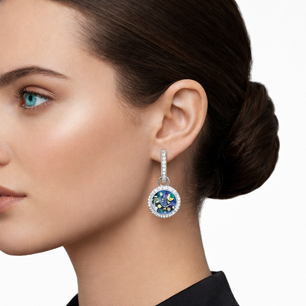 Silver Crescent Moon & Star Earrings