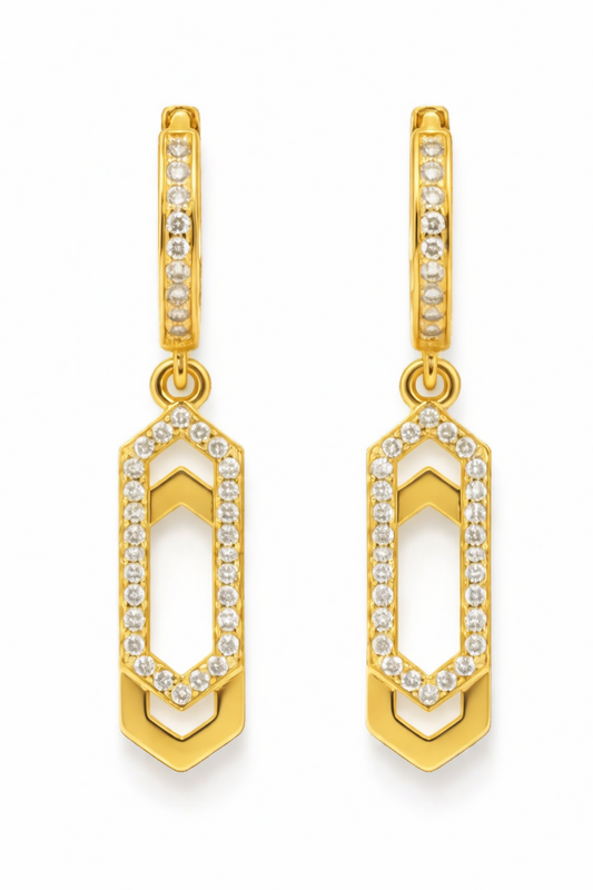 Gold Geometric Teardrop Earrings
