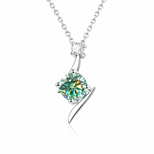 Moissanite Solitaire Green Pendant Necklace