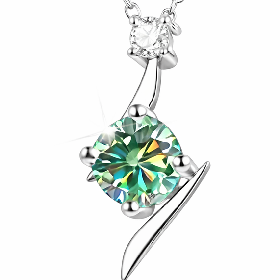 Moissanite Solitaire Green Pendant Necklace