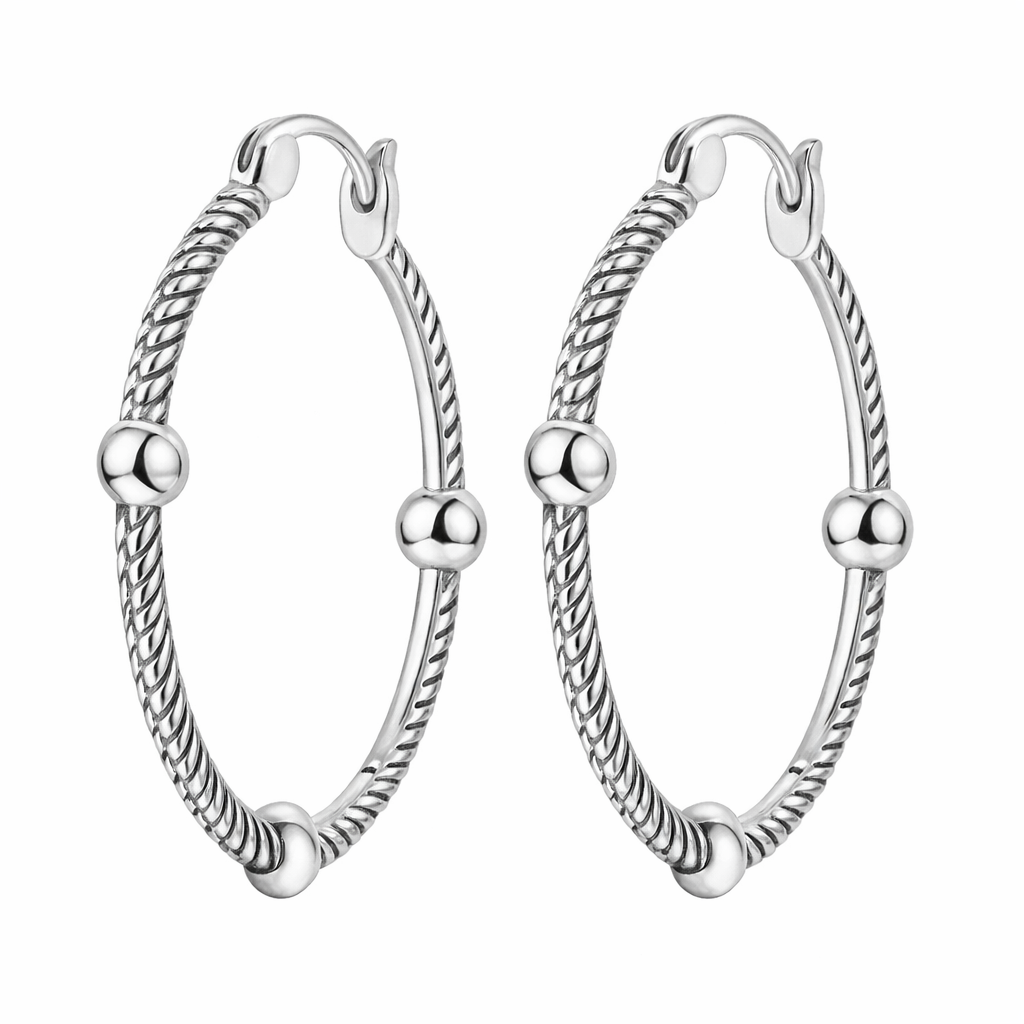 Silver Snake Bone Hoop Earrings