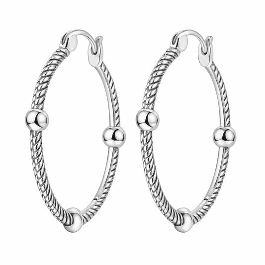 Silver Snake Bone Hoop Earrings