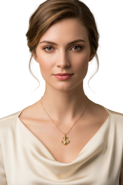 Gold Anchor Pendant Necklace