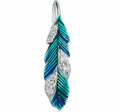 Silver Blue Feather Earrings