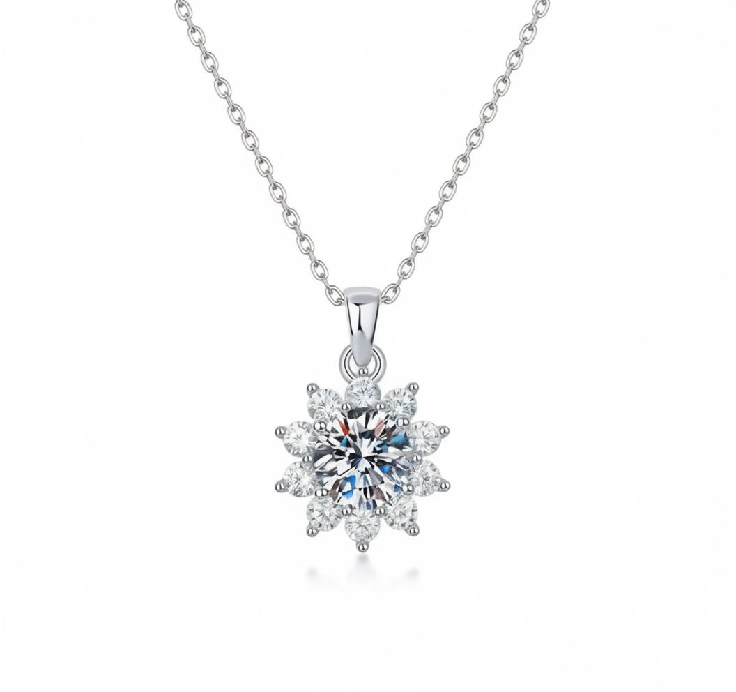 Moissanite Snowflake Pendant Necklace