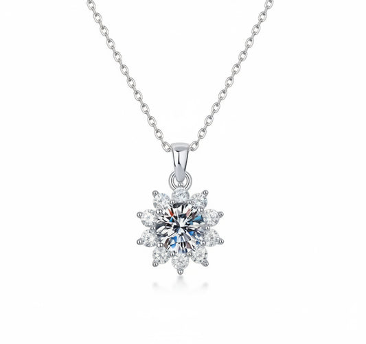 Moissanite Snowflake Pendant Necklace