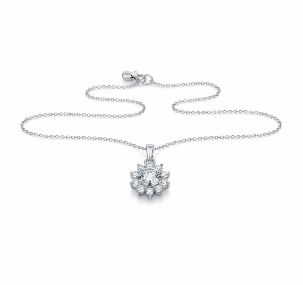 Moissanite Snowflake Pendant Necklace