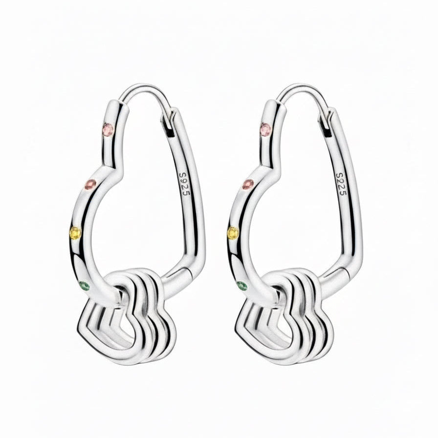 Silver Sweetheart Multi Heart Earrings