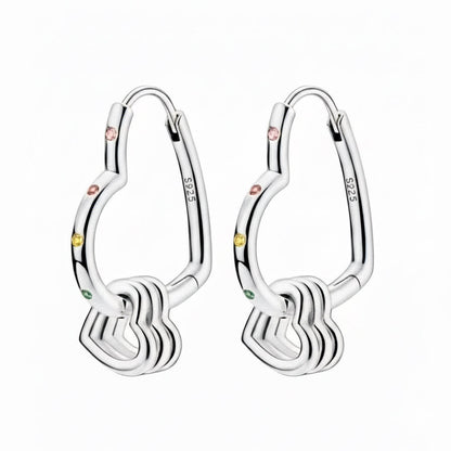 Silver Sweetheart Multi Heart Earrings