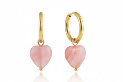 Heart-Shaped Rose Quartz Earrings