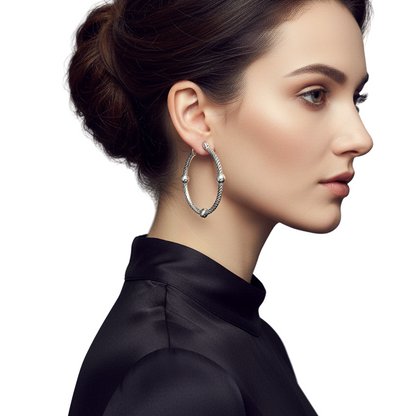 Silver Snake Bone Hoop Earrings