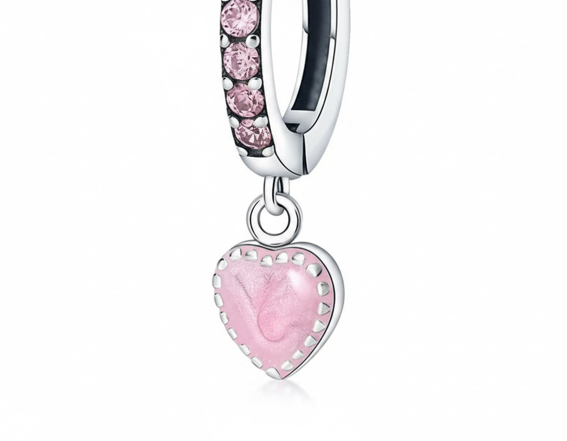 Pink Heart Hoop Earrings