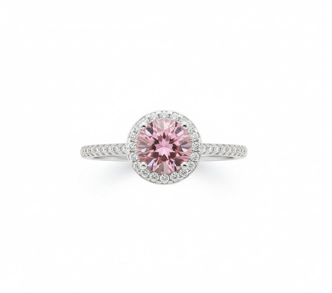 Pink Moissanite Band Ring