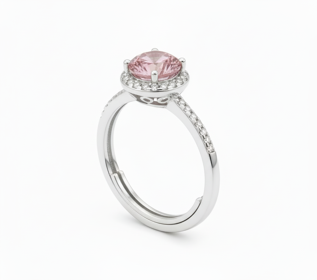 Pink Moissanite Band Ring