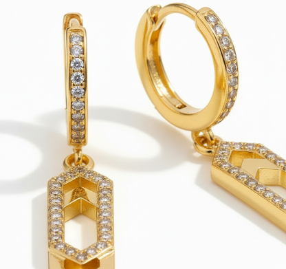 Gold Geometric Teardrop Earrings