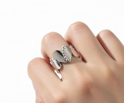 Silver Engraved Heart Ring