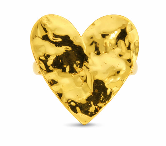Textured Heart Gold Ring