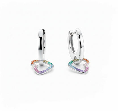 Rainbow Heart Hoop Earrings