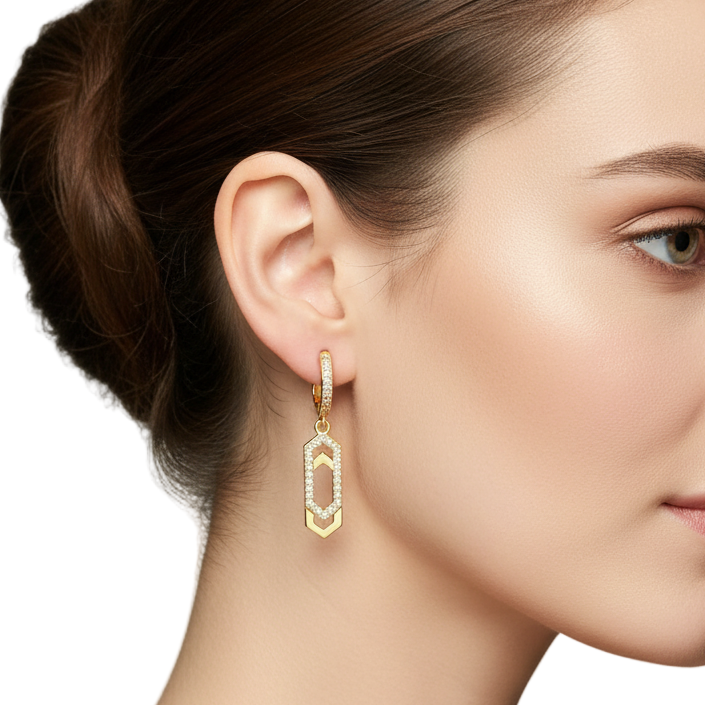 Gold Geometric Teardrop Earrings