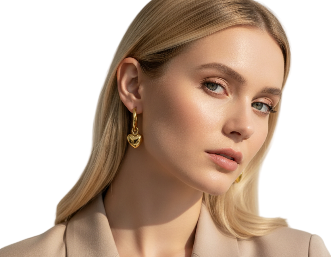 Gold Heart Hoop Earrings