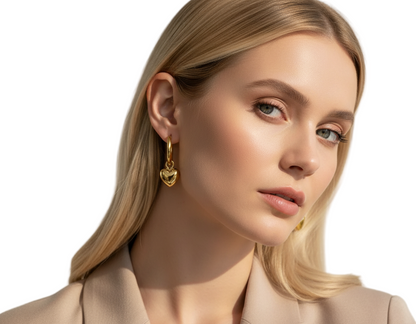 Gold Heart Hoop Earrings