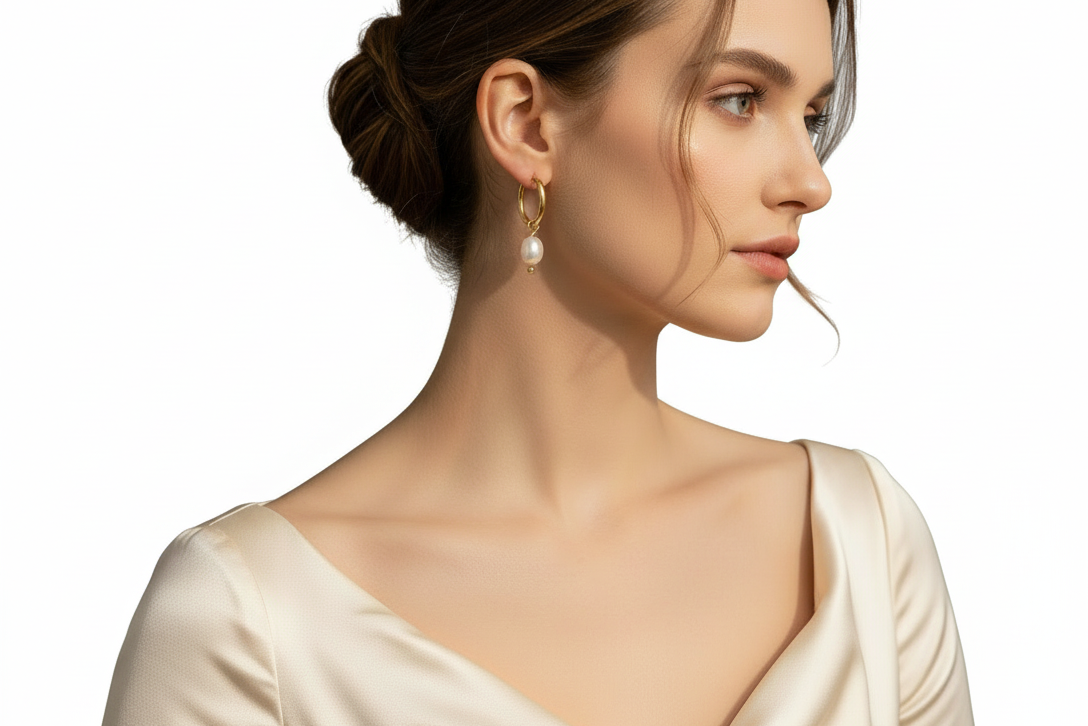 Gold Freshwater Pearl Drop Earrings