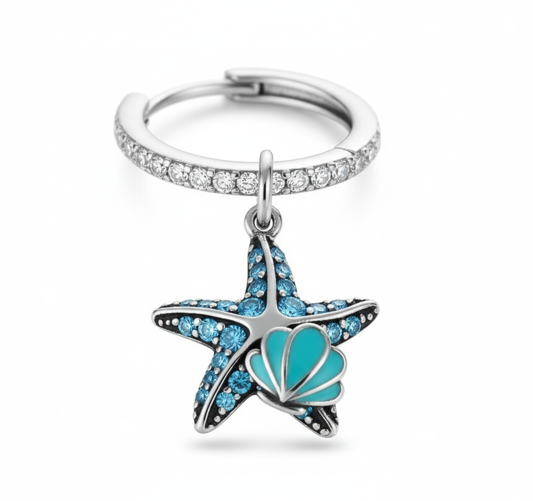 Silver Ocean Starfish & Shell Earrings